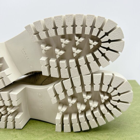 Gucci Marmont GG Interlock Embossed Lace Up Boots White Leather Platform EU 41 - Picture 11 of 13